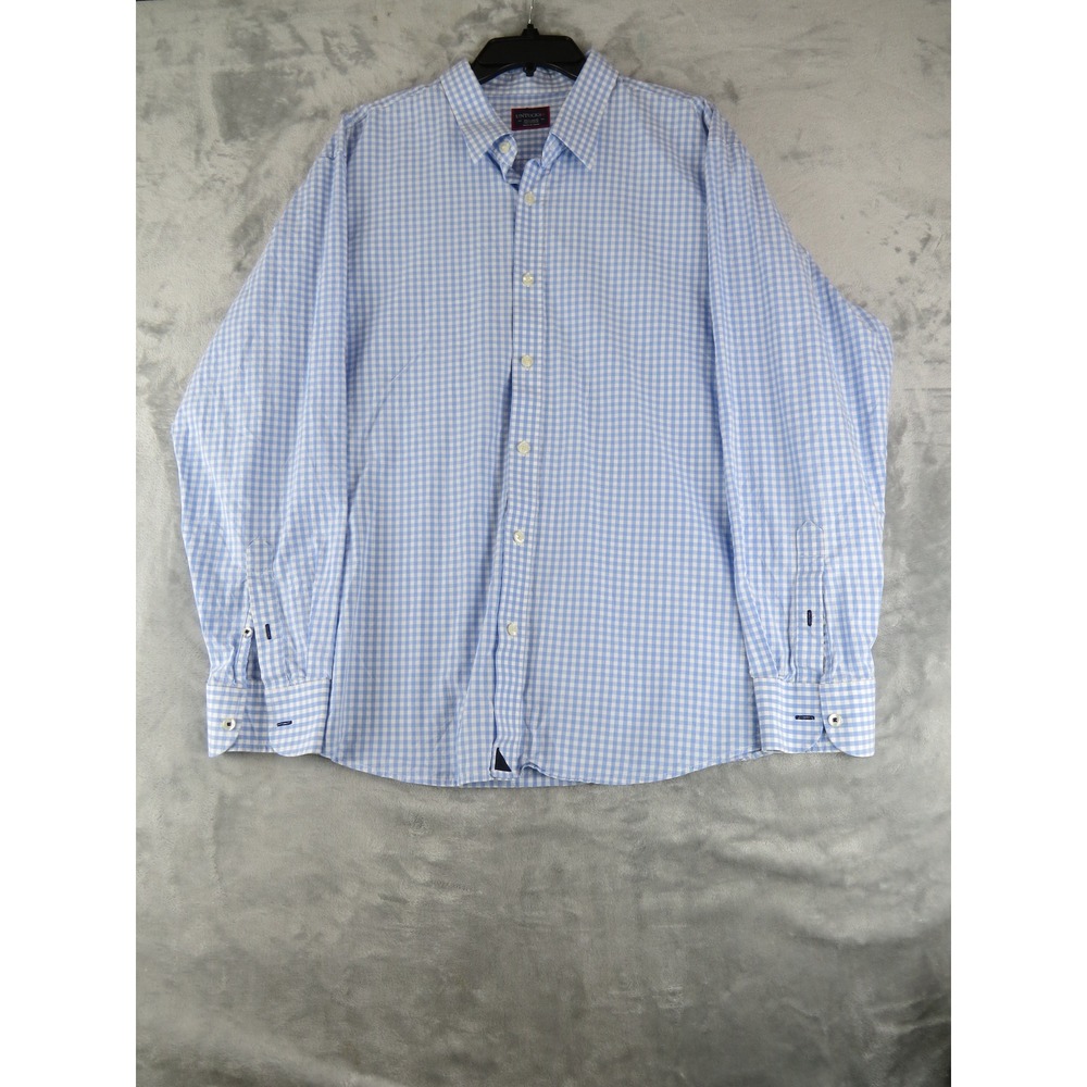 UNTUCKit XXL Wrinkle-Free‎ Button Down Shirt Light Blue Check Plaid 100% Cotton
